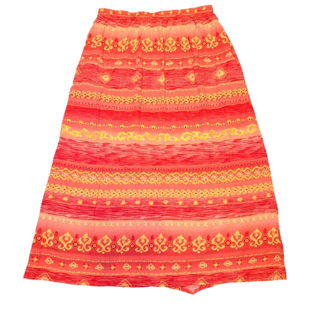 Boho Border Print Midi Maxi Skirt Festival Flowy Rayon Southern Lady 16
